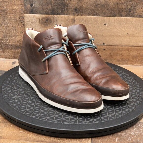 PAUL SMITH JEANS MENS CHUKKA BOOTS BROWN LEATHER LACE UP BUSINESS CASUAL SIZE 11 - Picture 3 of 9